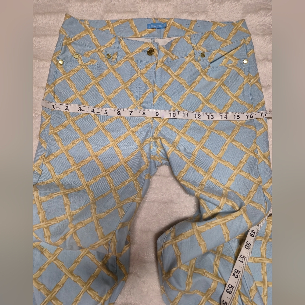 J. McLaughlin‎ Light Blue and Yellow Geometric Straight Leg Jeans - Picture 6 of 9